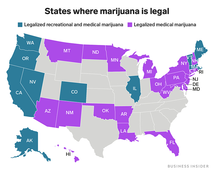 States where marijuana is legal, Cannabis, Weed, THC, Legal