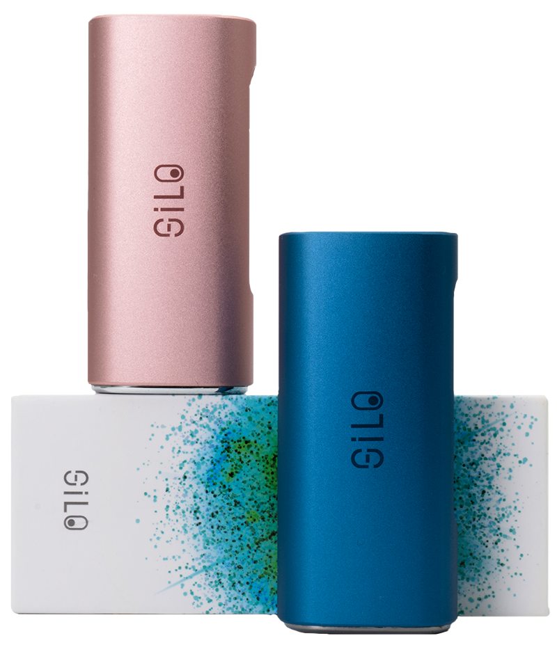 A pink and a blue pair of CCELL Silo Batteries